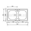CM Mondial mosogató 011502 2medence acél 790x500/150mm CM Mondial mosogató 011502 2medence acél 790x500/150mm
