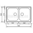 CM Cristal mosogató 010012 2med. acél 790x500mm-1 CM Cristal mosogató 010012 2med. acél 790x500mm-1