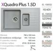 Quadro plus 1.5D XGranit Szürke mosogató 780x500/195/130mm 158550 Quadro plus 1.5D XGranit Szürke mosogató 780x500/195/130mm 158550