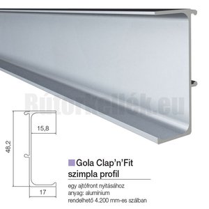 Fogantyú profil GOLA Clap'N'fit Szimpla profil Alumínium 4200mm