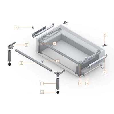 Blum Z95Q1040A Space Step lábazati fiókos fellépőhöz, keresztprofil