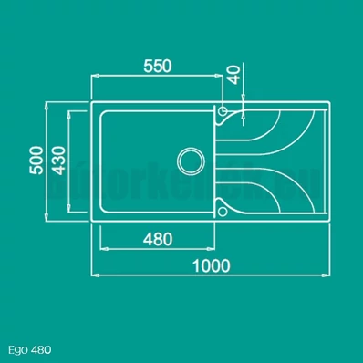 Elleci Ego 480 gránit mosogató G48 Cemento 980x485mm