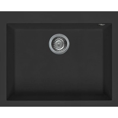 Elleci Quadra 110 gránit mosogató G40 Full Black 590x480mm