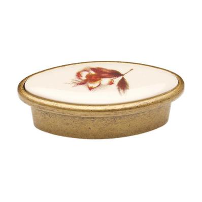Fogantyú 110-032 Antikolt Bronz-Barna Virág Fém/Porcelán