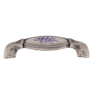 Fogantyú RF C1017/09/B 96 Antikolt Ezüst-Kék Virág Fém-Porcelán