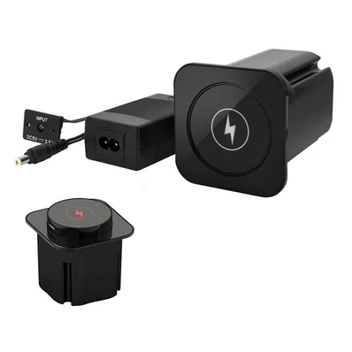 Beépíthető vezeték nélküli töltőállomás SM-637A + 2xUSB Fekete