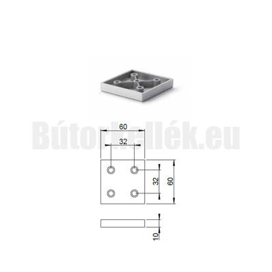 Szekrényláb Edzett műanyag 60x60x10mm Króm