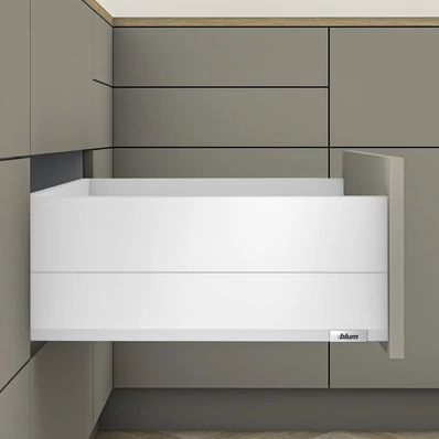 Blum MERIVOBOX fiókszett E magasságú BOXCAP fém oldallal 500mm Selyemfehér