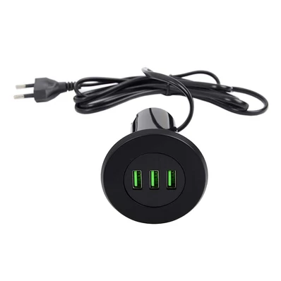 Konnektor-rejtett elosztó StrongPower USB töltő 3xUSB-A Fekete