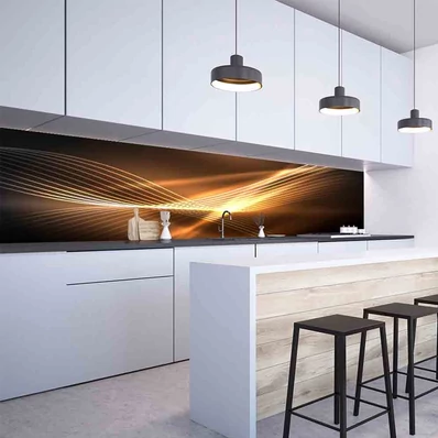 Konyhai hátfal Wallplex falburkoló Aranybarna hullám 60x120cm
