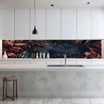 Konyhai hátfal Wallplex falburkoló Bronz Levelek 60x120cm