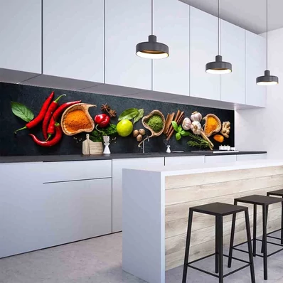 Konyhai hátfal Wallplex falburkoló Zöldfűszerek 60x120cm