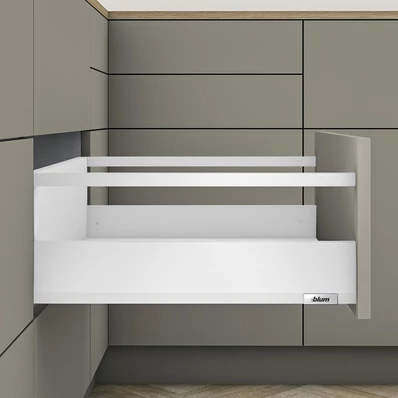 Blum MERIVOBOX fiókszett E magasságú Korlát magasítással 300mm Selyemfehér