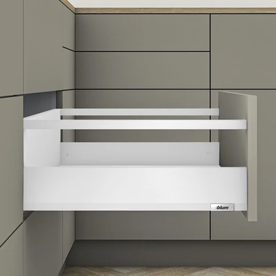 Blum MERIVOBOX fiókszett E magasságú Korlát magasítással 350mm Selyemfehér