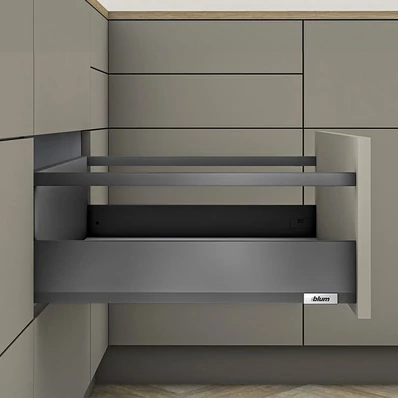 Blum MERIVOBOX fiókszett E magasságú Korlát magasítással 400mm Orionszürke