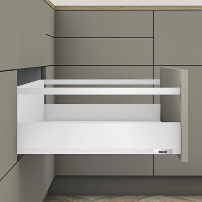 Blum MERIVOBOX fiókszett E magasságú Korlát magasítással 550mm Selyemfehér