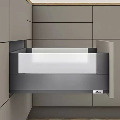 Blum MERIVOBOX fiókszett E magasságú BOXCOVER Üveg oldallal 500mm Orionszürke 