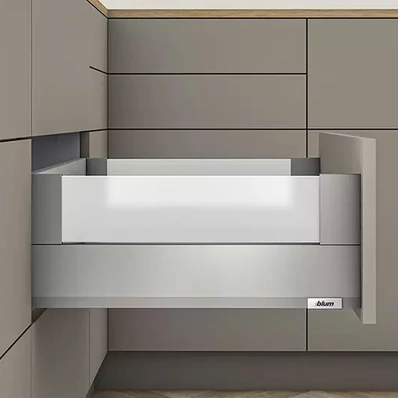 Blum MERIVOBOX fiókszett E magasságú BOXCOVER Üveg oldallal 500mm Szürke