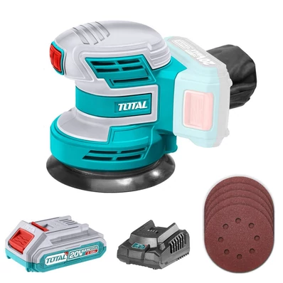 TOTAL Excentercsiszoló - 1x2Ah 10000prn/20V/P20S +töltő