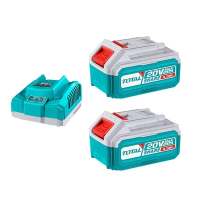 TOTAL Lítium-ion akkumulátor + töltő szett - 2db 4,0Ah - 20V/P20S - Industrial