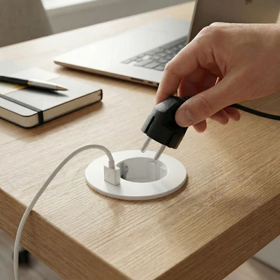 Rejtett elosztó beépíthető konnektor 1x230V + 1xUSB Fehér