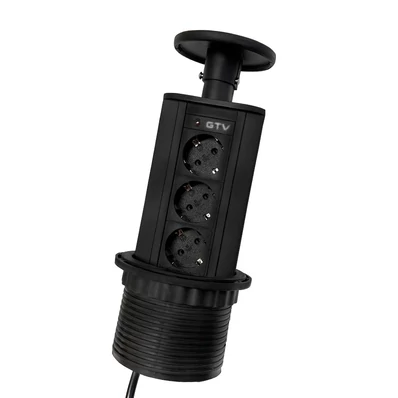 Konnektor Munkalapba süllyeszthető Fekete 3x220V -01