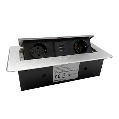 Konnektor felbillenős rejtett eloszó ModulBox Alumínium 2x220V + 2xUSB-01