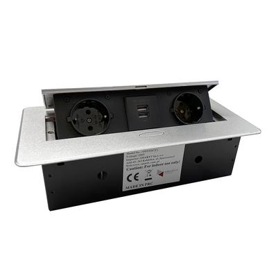 Konnektor felbillenős rejtett eloszó ModulBox Alumínium 2x220V + 2xUSB-01