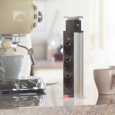 Konnektor Munkalapba süllyeszthető 3-as Inox-01