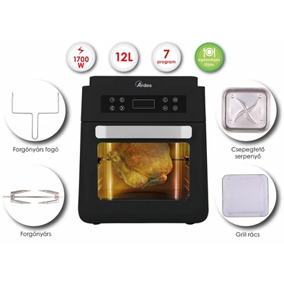 ARDES 1KP12000 12 literes Air Fryer forrólevegős sütő, olajsütő