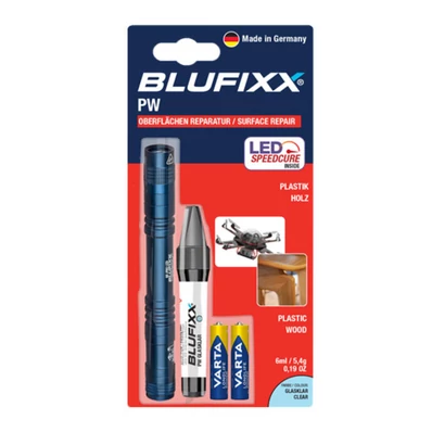 Blufixx PW fényre megkeményedő javító gél szett - műanyag és fa anyagokhoz 6ml