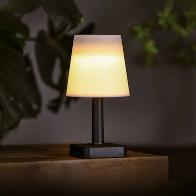 Szolár asztali lámpa - fehér - melegfehér LED - műanyag - 23 x 12 cm