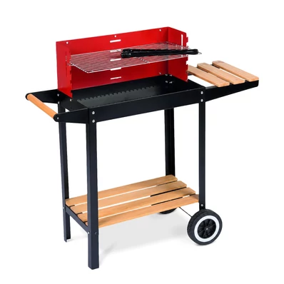 Grillsütő - szögletes, kerékkel - 83 x 28 x 83 cm