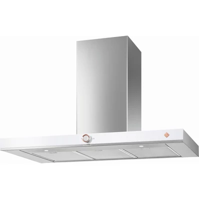 De Dietrich fali páraelszívó, kürtős, 90 cm, inox/fehér üveg front/réz díszítés