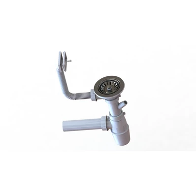 Lefolyógarnitúra szifonnal egymedencéstálhoz 3 1/2, túlfolyó a medencében