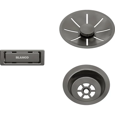 BLANCO InFino szett egy medencés mosogatóhoz, satin dark steel, lefolyógarnitúrát nem tartalmaz
