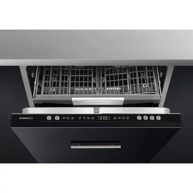 De Dietrich beépíthető mosogatógép, 60 cm, 14 teríték, 7 program, 5 hőmérséklet, csúszózsanér, C energiaosztály