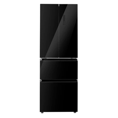 EVIDO LUNA 320B szabadonálló hűtő és fagyasztó, francia ajtó, 63,5x185,5 cm, 320 l, E energiaosztály, fekete üveg
