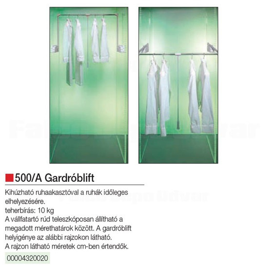 Gardróblift 500-A 750-1150mm 10kg alu
