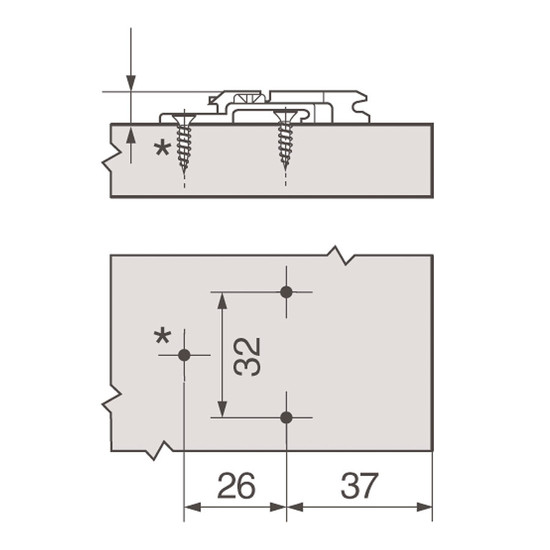 Blum 175H7190 9mm-es keresztalakú szerelőtalp