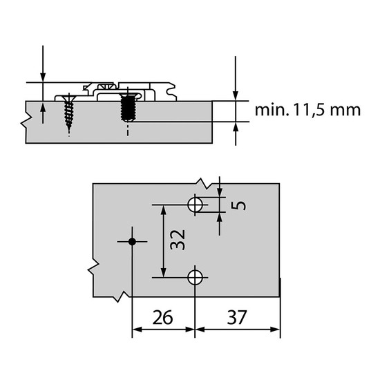 Blum 175H9160 6mm-es keresztalakú szerelőtalp