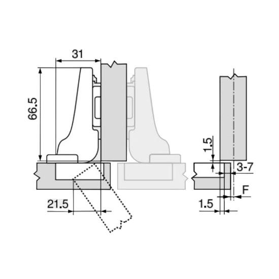 Blum 71B3650 Clip top 110° ikerráütődő kivetőpánt Beépített fékkel Blum 71B3650 Clip top 110° ikerráütődő kivetőpánt Beépített fékkel