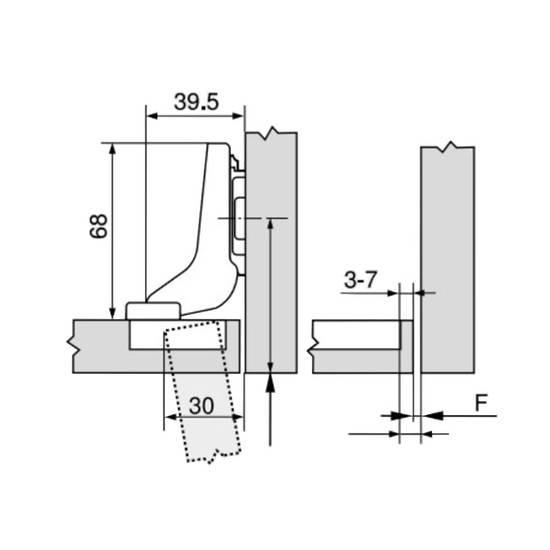 Blum 71B3750 Clip top 110° közézáródó kivetőpánt Beépített fékkel Blum 71B3750 Clip top 110° közézáródó kivetőpánt Beépített fékkel