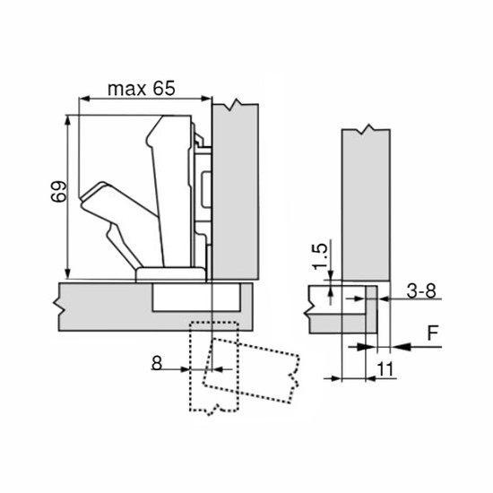Blum 71T6550 Clip top 170° ráütődő kivetőpánt