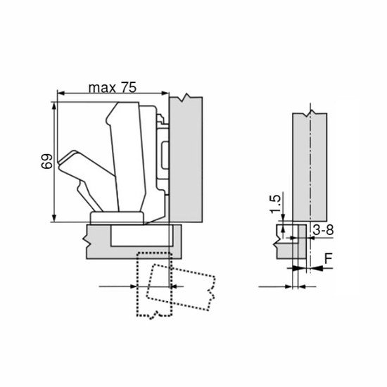 Blum 71T6650 Clip top 170° ikerráütődő kivetőpánt Blum 71T6650 Clip top 170° ikerráütődő kivetőpánt