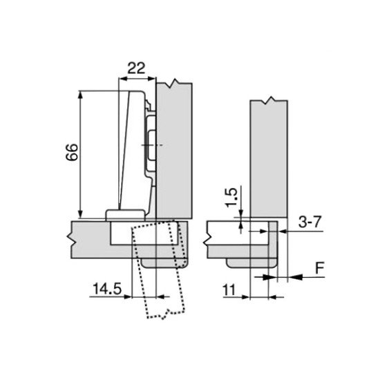 Blum 71T9550 Clip top 95° ráütődő profilajtópánt
