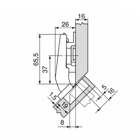 Blum 79B9458 Clip top +45° ráütődő kivetőpánt Beépített fékkel Blum 79B9458 Clip top +45° ráütődő kivetőpánt Beépített fékkel