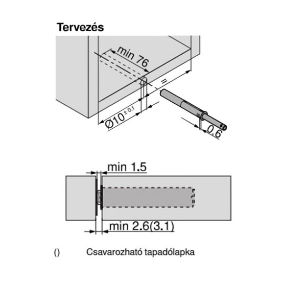 Blum 956A1004 Tip-on hosszú kilökéssel Szürke