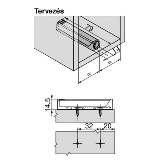 Blum 956A1201 Tip-on egyenes adapter hosszú Selyemfehér