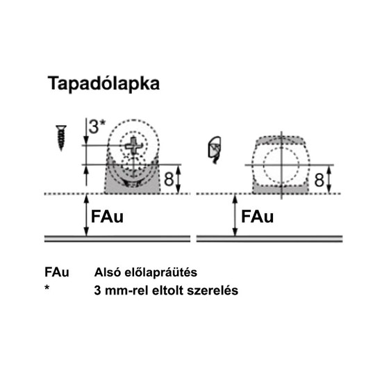 Blum 956A1201 Tip-on egyenes adapter hosszú Selyemfehér